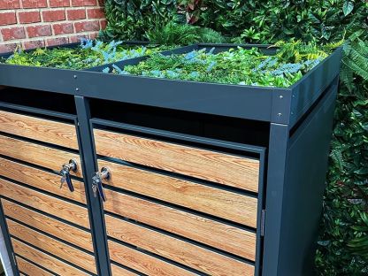 Galvanized Steel Wheelie Bin Cover With Planter | Quad Set
