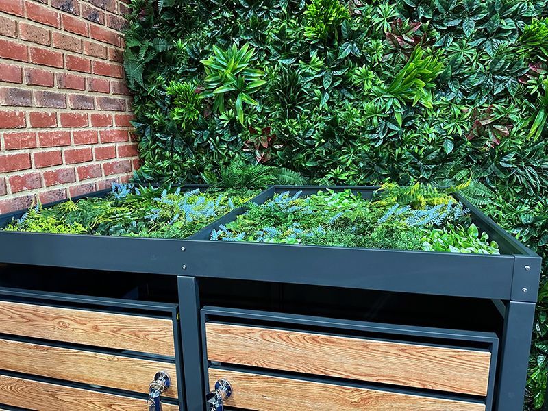 Galvanized Steel Wheelie Bin Cover With Planters | Single