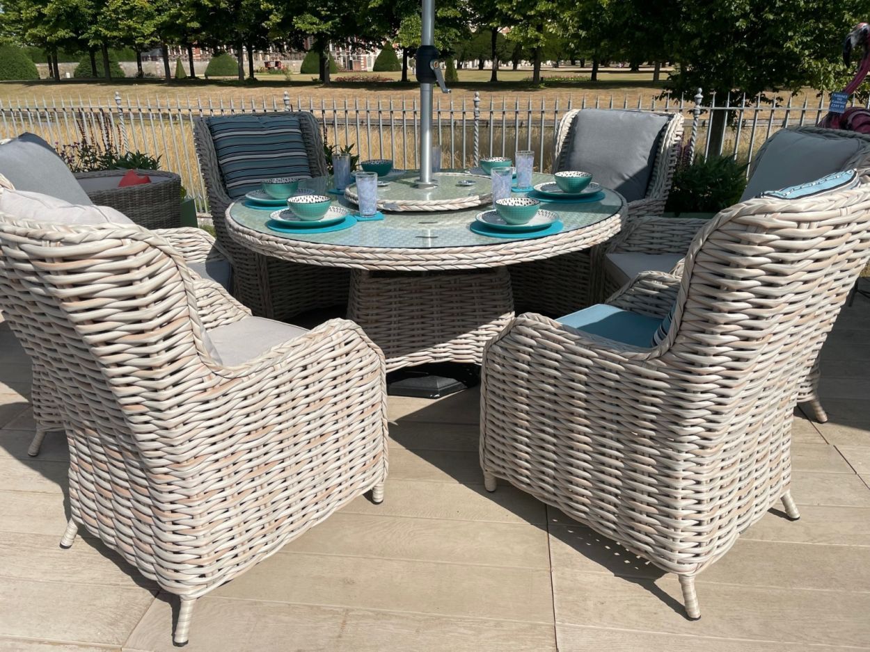 Fiji Round Dining Armchair Set-Garden Furniture Centre-HighRange,Tables,Dining Set,Rattan,Rattan Furniture,Fiji Range,Outdoor Dining-{collection_title}