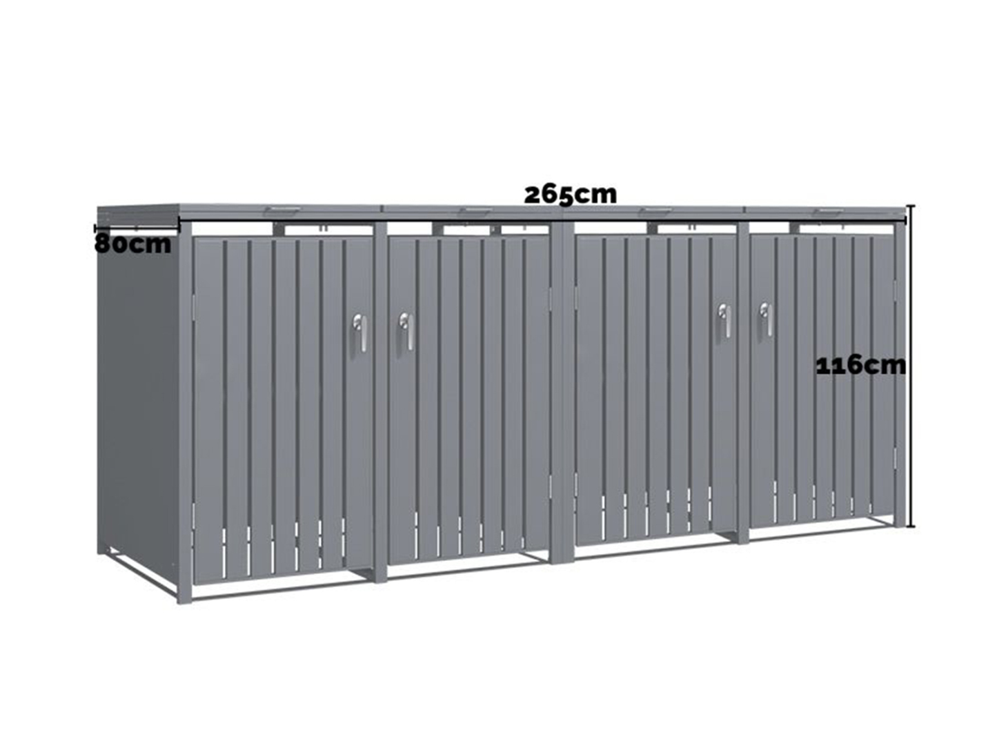 Anthracite Galvanized Steel Wheelie Bin Cover | Quad Set