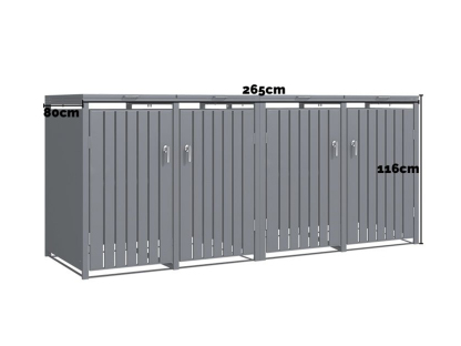 Anthracite Galvanized Steel Wheelie Bin Cover | Quad Set