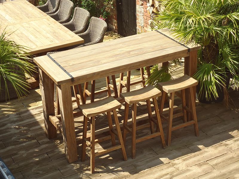 Reclaimed Teak Bar Table | 2m-Garden Furniture Centre-Indoor Dining,HighRange,Outdoor Dining,Outdoor Furniture,Teak Garden Furniture,Reclaimed Furniture,Bars & Bar Sets,Teak,Tables,Teak Tables-{collection_title}