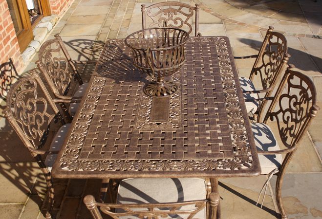 Casino 6 Seater Rectangle Table & Swivel Chairs 'set' -Garden Furniture Centre-HighRange,Tables,Dining Set,Metal,Outdoor Furniture,Metal Furniture,Casino & Leaf Range,Outdoor Dining-{collection_title}
