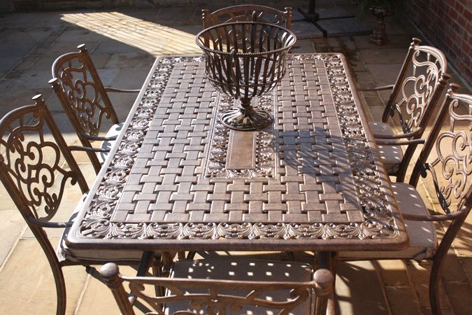 Casino 6 Seater Rectangle Table & Swivel Chairs 'set' -Garden Furniture Centre-HighRange,Tables,Dining Set,Metal,Outdoor Furniture,Metal Furniture,Casino & Leaf Range,Outdoor Dining-{collection_title}