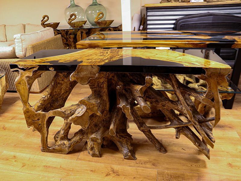 Dining Table Reclaimed Wood Epoxy Table Rectangle /Live Edge Solid