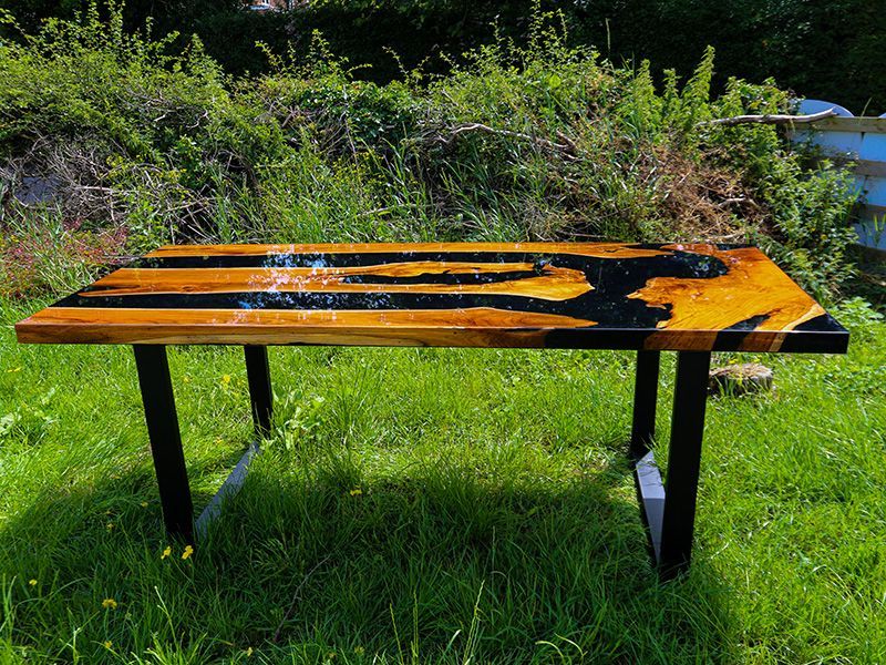 Epoxy Resin Table | Black-Garden Furniture Centre-HighRange,Dining Table,Indoor Dining,Tables,Teak Tables-{collection_title}