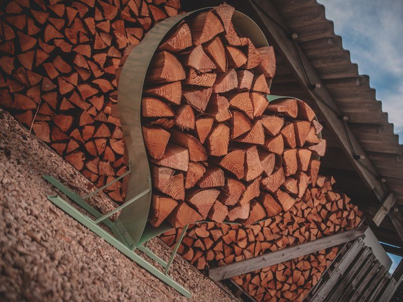 Sage Green Love Heart Wood Rack-Garden Furniture Centre-LowRange,Furniture for Valentines Day,Accessories,Outdoor Storage,Log Racks & Stores,Storage Accessories,Black Friday Month-{collection_title}