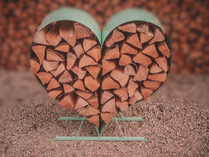 Sage Green Love Heart Wood Rack-Garden Furniture Centre-LowRange,Furniture for Valentines Day,Accessories,Outdoor Storage,Log Racks & Stores,Storage Accessories,Black Friday Month-{collection_title}