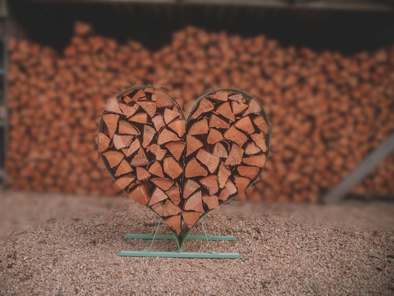 Sage Green Love Heart Wood Rack-Garden Furniture Centre-LowRange,Furniture for Valentines Day,Accessories,Outdoor Storage,Log Racks & Stores,Storage Accessories,Black Friday Month-{collection_title}