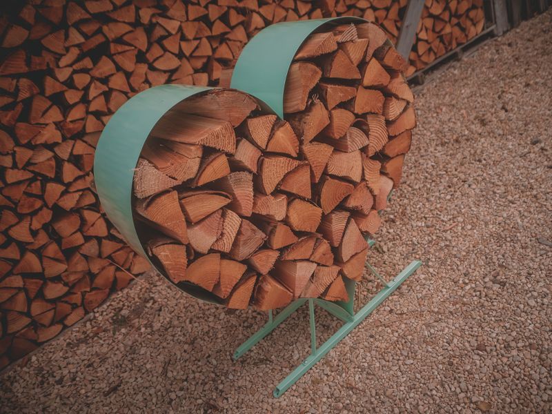 Sage Green Love Heart Wood Rack-Garden Furniture Centre-LowRange,Furniture for Valentines Day,Accessories,Outdoor Storage,Log Racks & Stores,Storage Accessories,Black Friday Month-{collection_title}