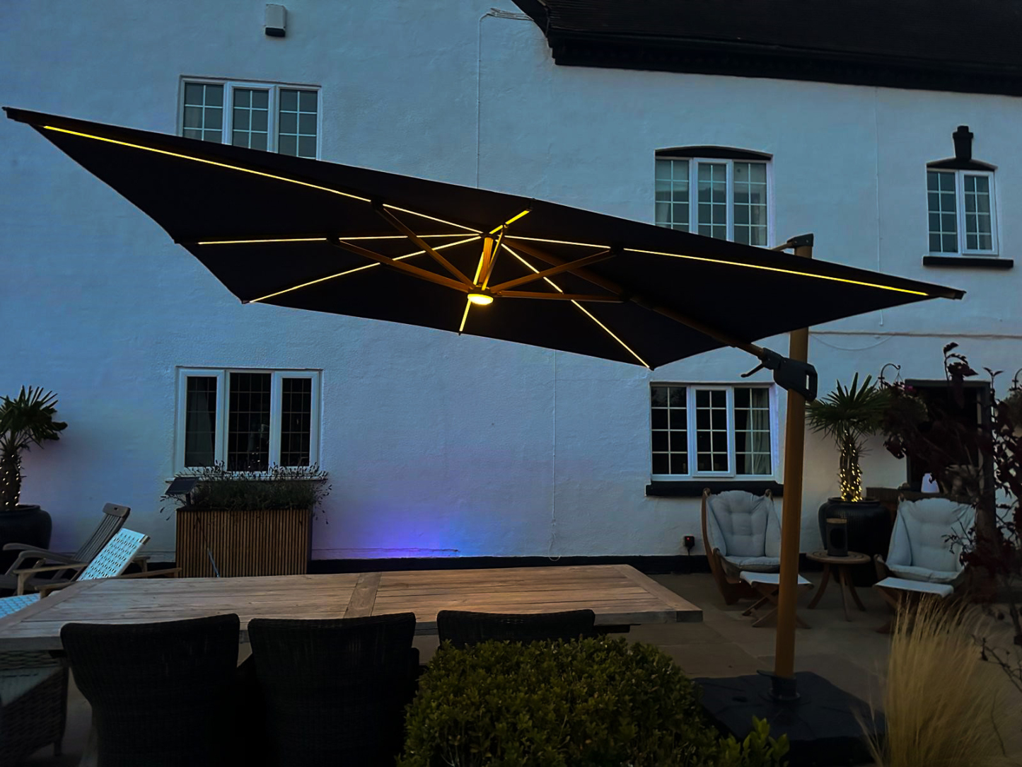Sicily 3M Square Cantilever Parasol With LED Lights | Grey | Pre- Order