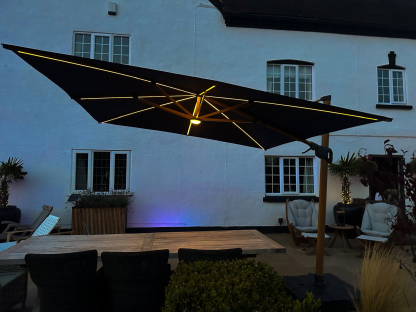 Sicily 3M Square Cantilever Parasol With LED Lights | Grey | Pre- Order