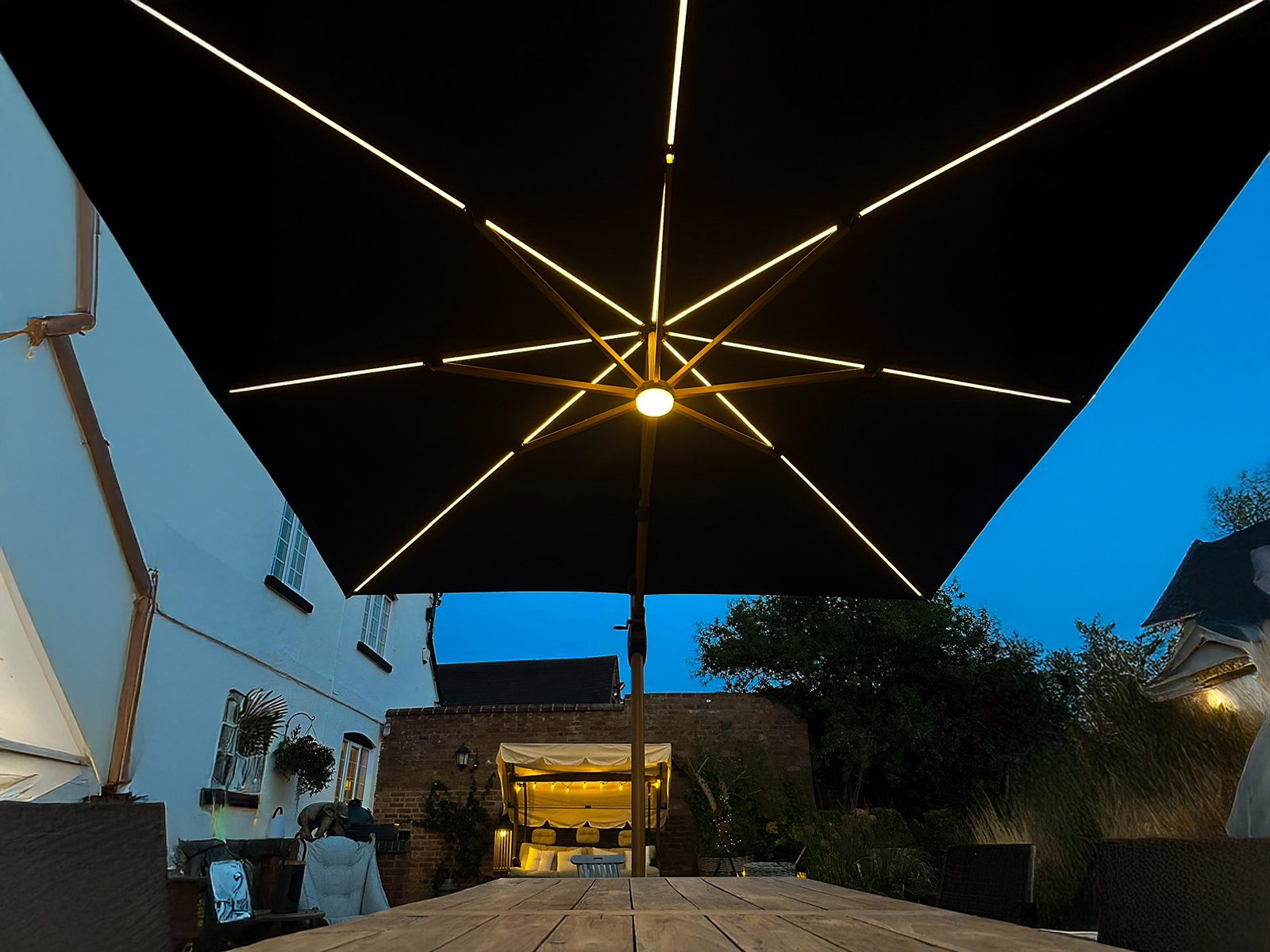 Sicily 3M Square Cantilever Parasol With LED Lights-Garden Furniture Centre-MidInstock,instock,MidRange,Cantilever Parasols,Cantilever Parasols Parasols,Parasols-{collection_title}