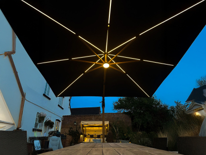 Sicily 3M Square Cantilever Parasol With LED Lights | Grey | Pre- Order