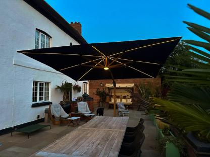 Sicily 3M Square Cantilever Parasol With LED Lights | Grey | Pre- Order