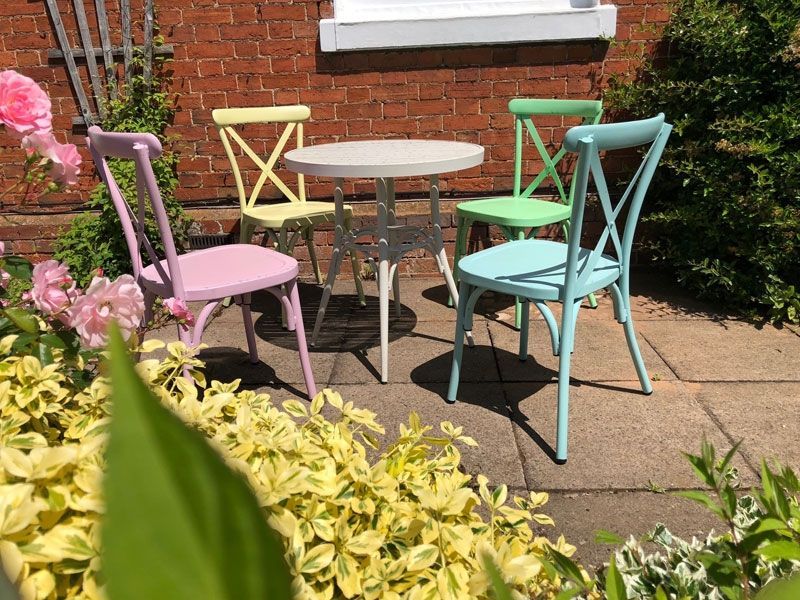 Retro Cross Back 4 Chair Set