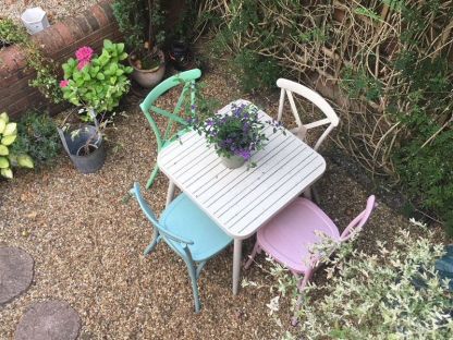 Retro Cross Back 4 Chair Set (Square)