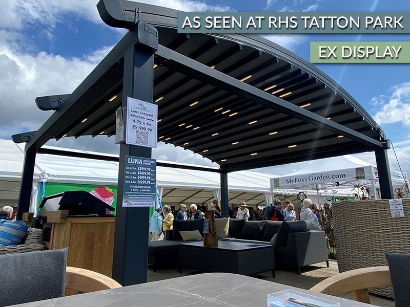 Luna Crescent Retractable Awning 4.75 x 4m | Luna Range | RHS Tatton Park-Garden Furniture Centre-Free Install,HighRange,Showroom exdis,Free Standing,Luna Retractable Awnings,Gazebos OLD DNU!,The Luna Range - New!,Gazebos,Metal Gazebos,Luna Retractable Awnings Gazebos,Luna Awning Range,Outdoor Sale-{collection_title}
