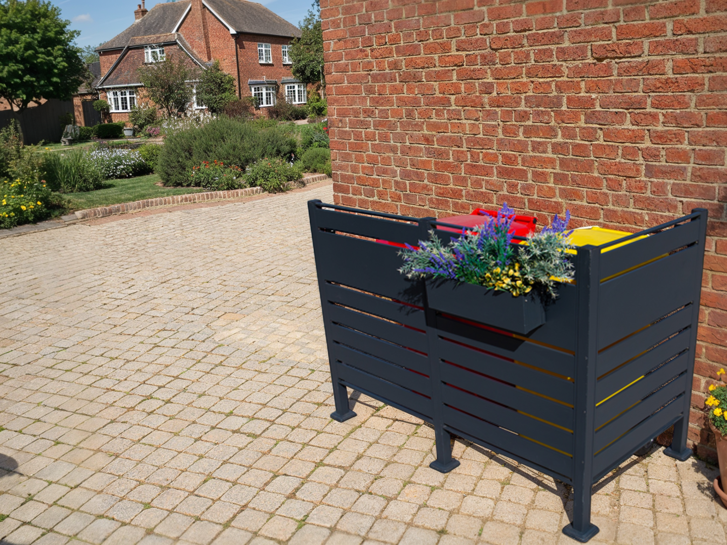 Galvanized Steel Wheelie Bin Screen | Double-Garden Furniture Centre-Anthracite,Accessories,Wheelie Bin Covers,Wheelie Bin Screens-{collection_title}