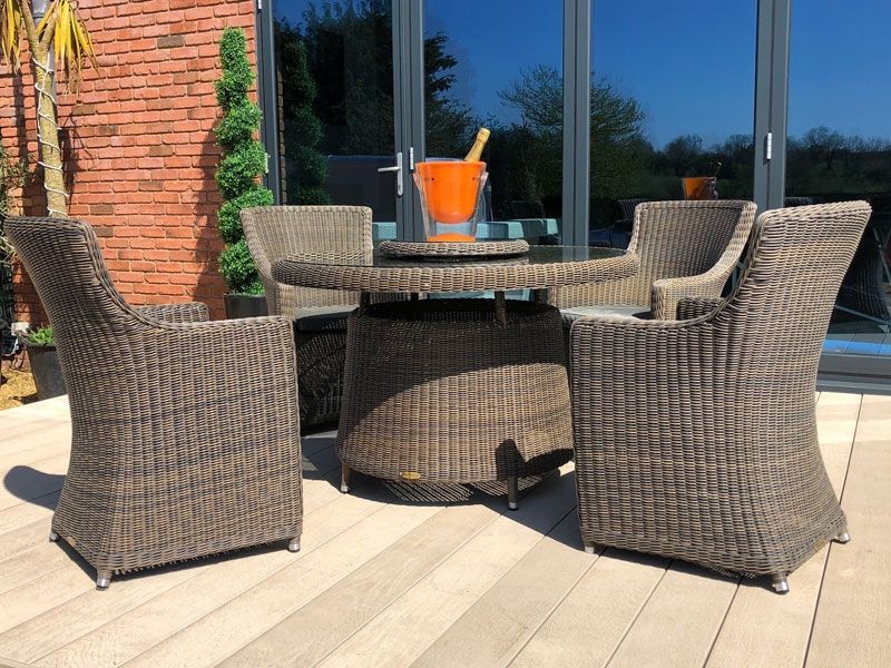 Seville 4 Chair Round Dining Set 