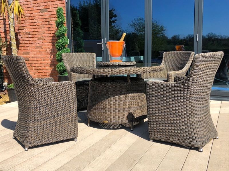 Seville 4 Chair Round Dining Set 