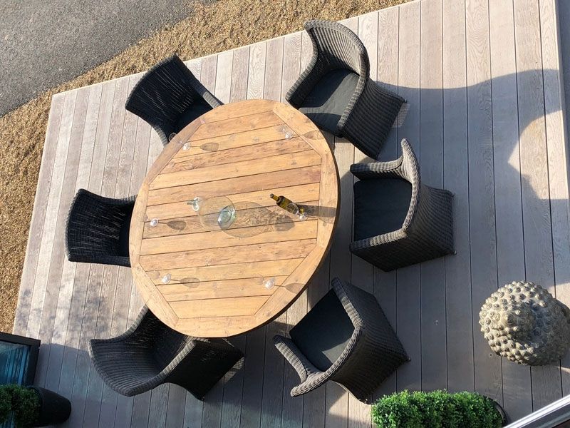 Seville 6 Chair Round Teak Dining Set