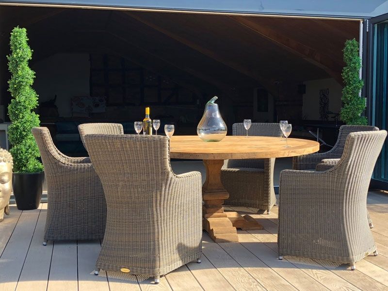 Seville 6 Chair Round Teak Dining Set