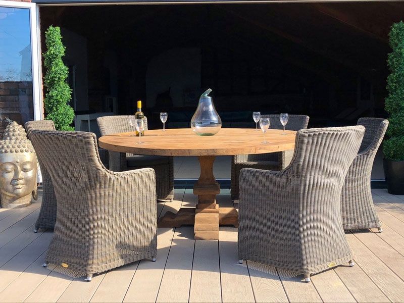 Seville 6 Chair Round Teak Dining Set
