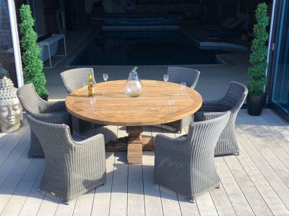 Seville 6 Chair Round Teak Dining Set