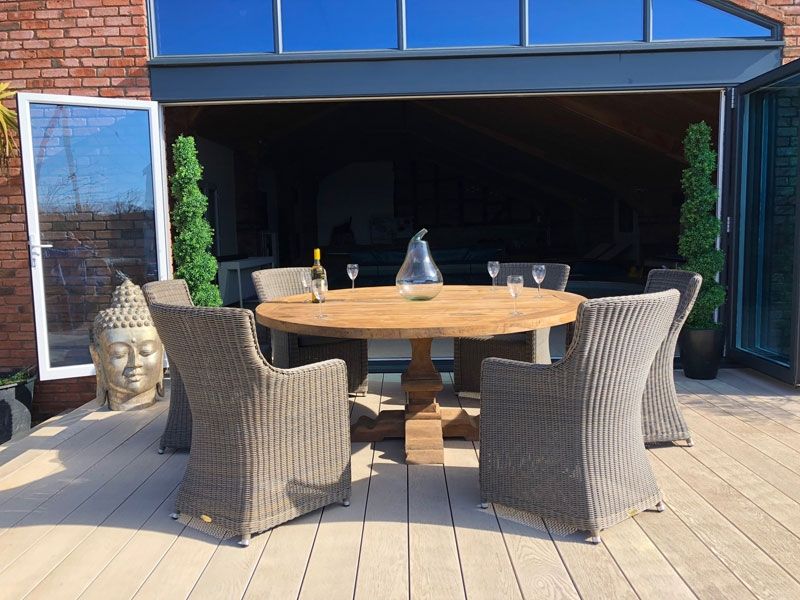 Seville 6 Chair Round Teak Dining Set