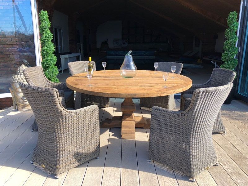 Seville 6 Chair Round Teak Dining Set