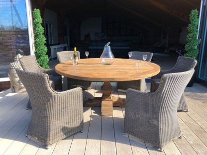Seville 6 Chair Round Teak Dining Set