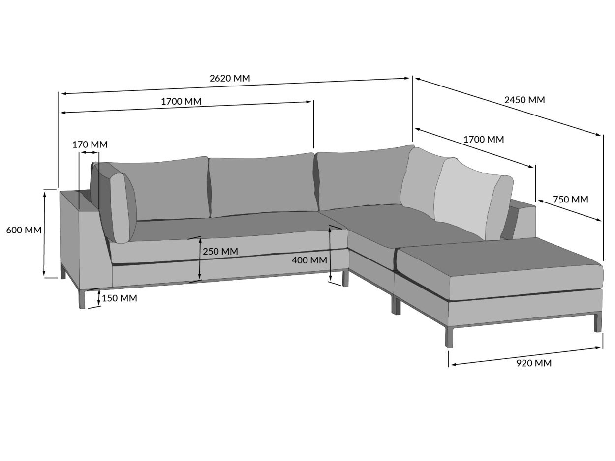Sicilie Corner Sofa Unit (Right)-Garden Furniture Centre-Outdoor Furniture,Metal Furniture,Corner Lounge Units,Sicilie Range-{collection_title}