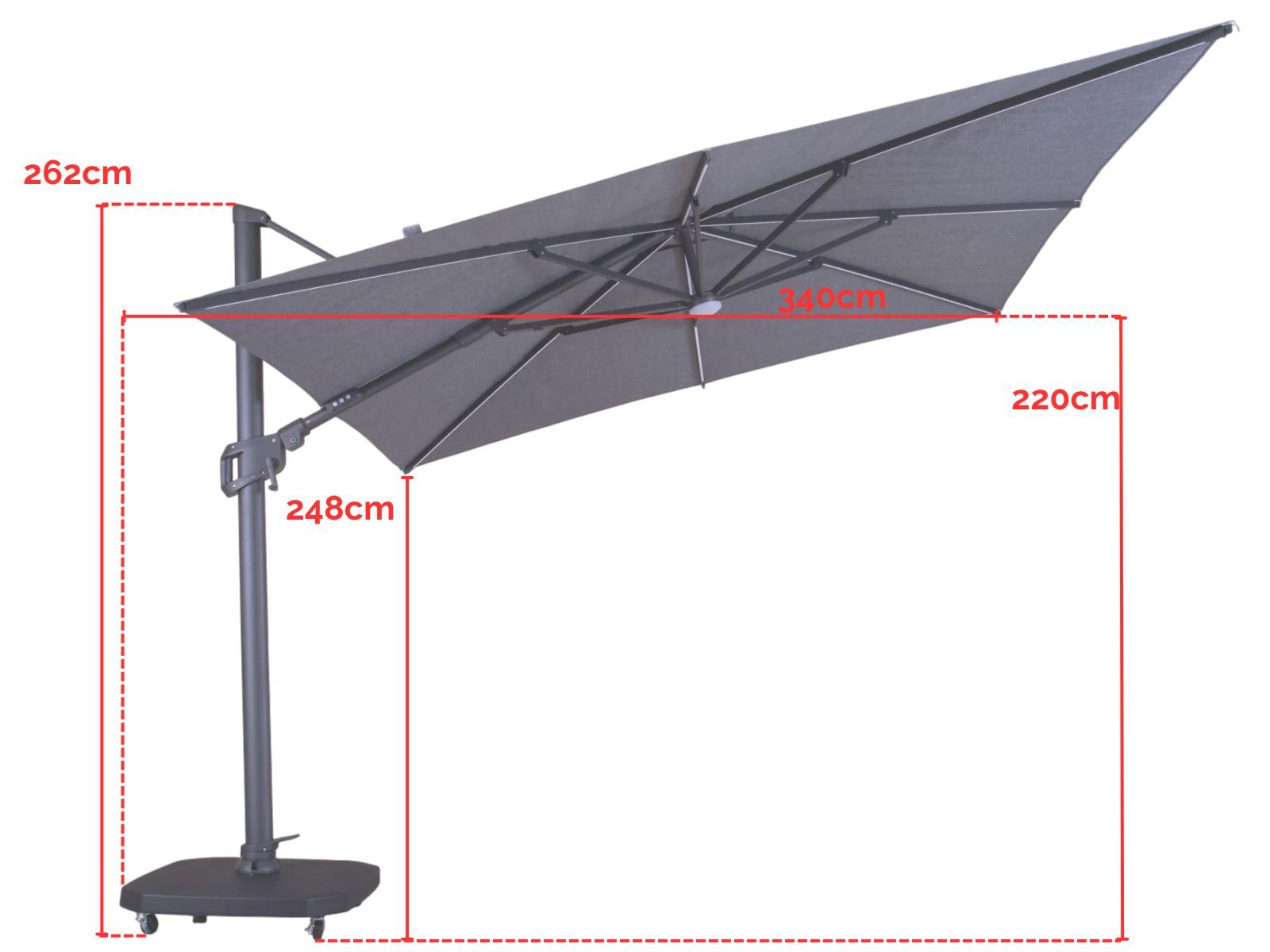 Sicily 3M Square Cantilever Parasol With LED Lights-Garden Furniture Centre-MidInstock,instock,MidRange,Cantilever Parasols,Cantilever Parasols Parasols,Parasols-{collection_title}