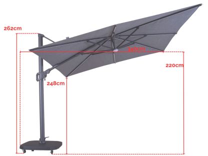 Sicily 3M Square Cantilever Parasol With LED Lights | Pre-Order