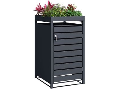 Anthracite Single Wheelie Bin Cover and Parcel Box | Planter