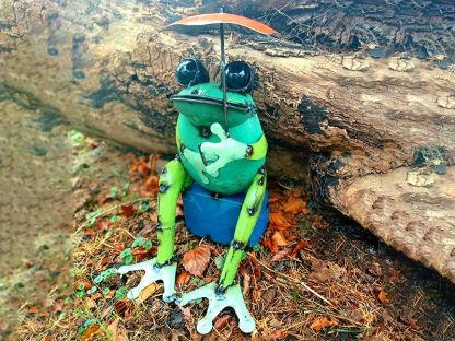 Sitting Frog With Umbrella 