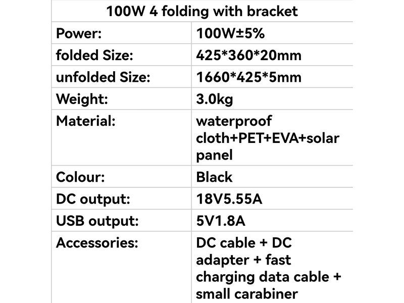 Portable Folding Solar Panel 100W 