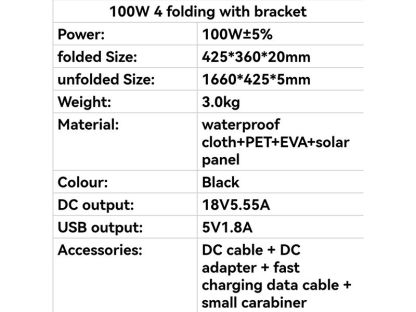 Portable Folding Solar Panel 100W 