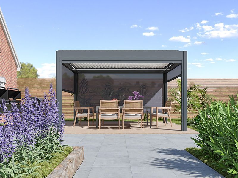 Solar Eclipse Gazebo 4m x 3m | Grey/White-Garden Furniture Centre-HighRange,Free Standing,Gazebos,Metal Gazebos,Eclipse Range Ranges-{collection_title}