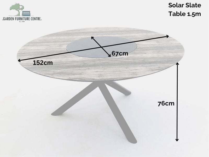 Solar Slate Round Table 1.5m -Garden Furniture Centre-HighRange,Metal,Dining Table,Tables,Outdoor Furniture,Metal Furniture,Outdoor Dining-{collection_title}