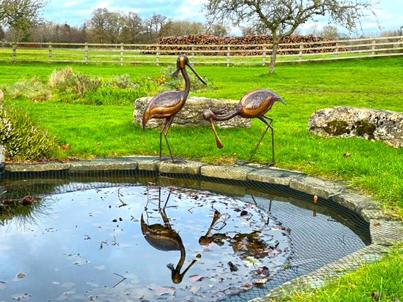 Spoonbill Pecking-Garden Furniture Centre-48Hour Dispatch,LowRange,Under 100,Ornaments,Ranges,Animal Garden Ornaments,Think Outside Range,Metal Garden Ornaments,Think Outside Range Ranges,Gifts,Ornaments Accessories,Accessories-{collection_title}