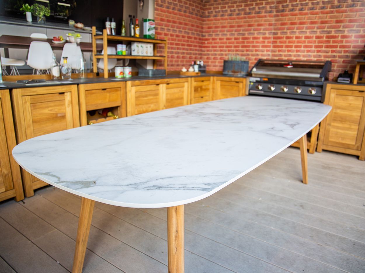 Stone Top 8 Chair Dining Set