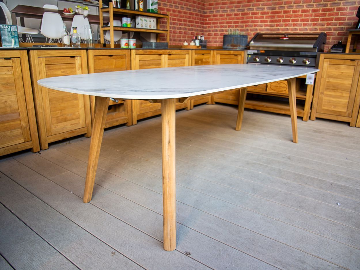 Stone Top Table | 3.2M-Garden Furniture Centre-Indoor Dining,HighRange,Teak,Dining Table,Tables,Outdoor Furniture,Outdoor Dining-{collection_title}