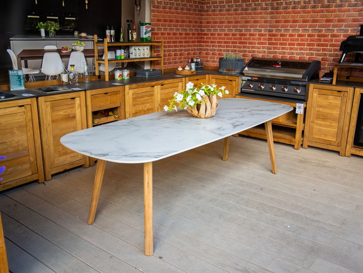 Stone Top Table | 3.2M-Garden Furniture Centre-Indoor Dining,HighRange,Teak,Dining Table,Tables,Outdoor Furniture,Outdoor Dining-{collection_title}