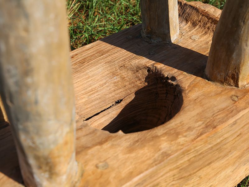 Traditional Rice Pounder Stool | Teak