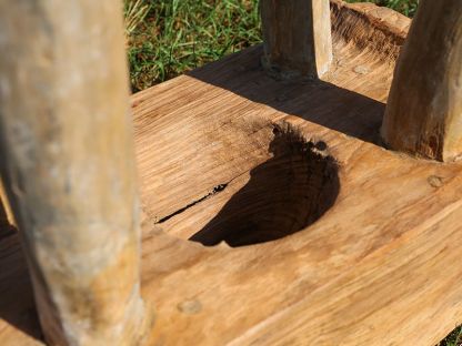 Traditional Rice Pounder Stool | Teak