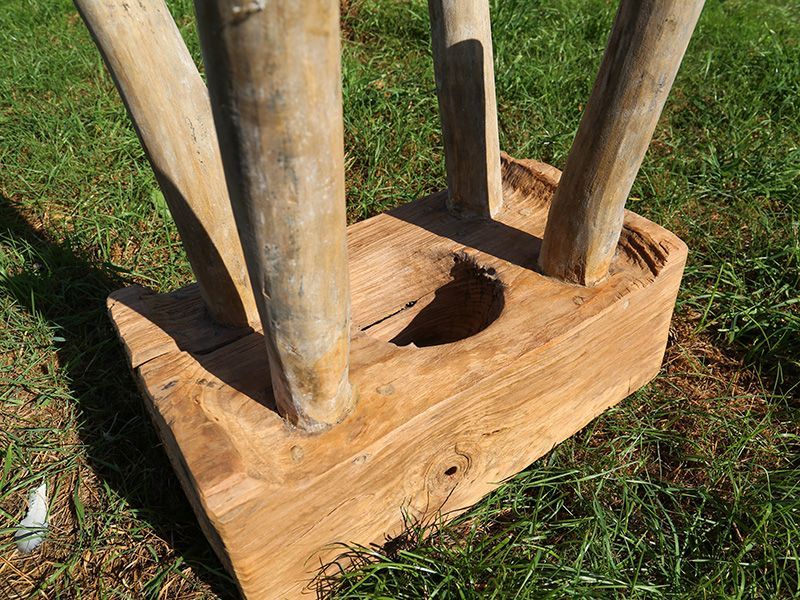 Traditional Rice Pounder Stool | Teak