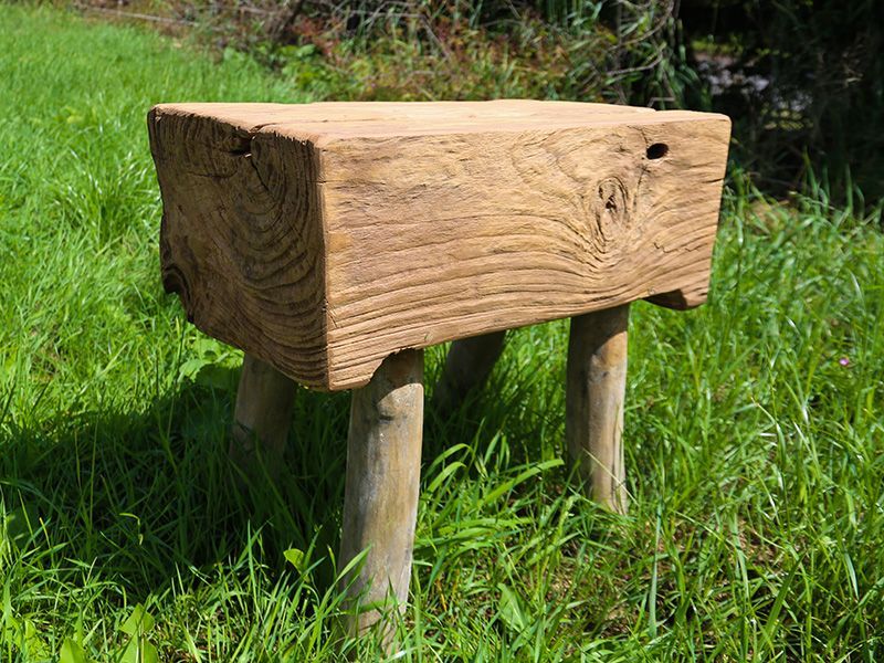 Teak Rustic Stool -Garden Furniture Centre-Root,Conservatory,Reclaimed Furniture,Indoor Accessories-{collection_title}