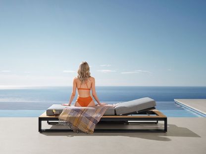 Cambusa Double Sunlounger Set with Side Table | White or Grey